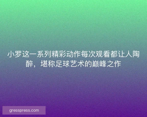 小罗这一系列精彩动作每次观看都让人陶醉，堪称足球艺术的巅峰之作